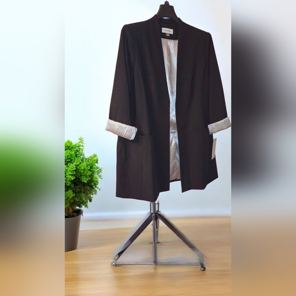 Calvin Klein Open Front Roll Sleeve Jacket, NWT